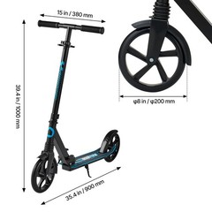 Adjustable Foldable 2-Wheel Kick Scooter for Kids Teens Adults, 220lbs Capacity