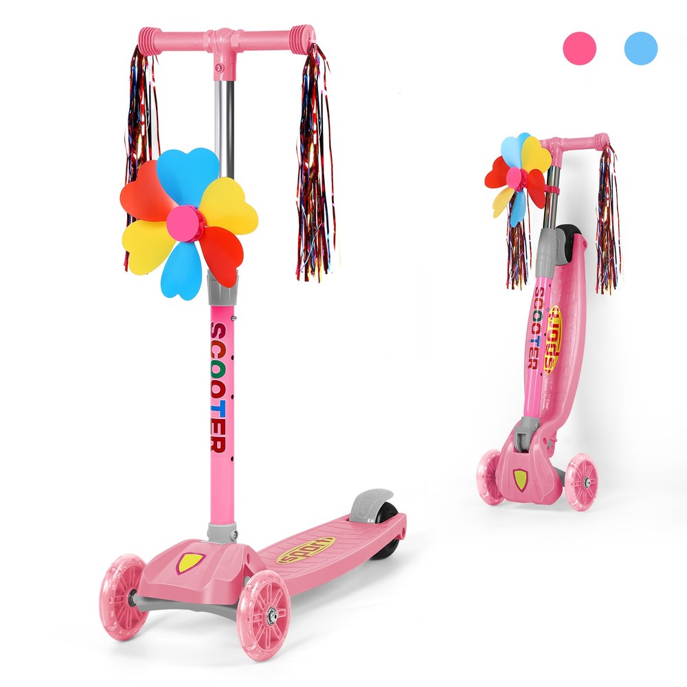 Adjustable 4-Level Height 3-Wheel Scooters w/T-bar for Toddler Kids Boys Girls