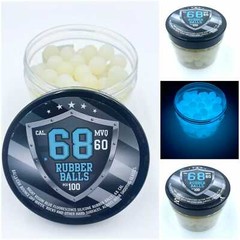 100 x Blue Night Vision Silicon Rubber Balls Paintballs 68 cal. Glow In The Dark