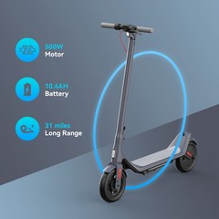 LEQISMART A6L MAX E-Scooter 10″ 500W Motor 25km/h 31 Miles Long Range Adult