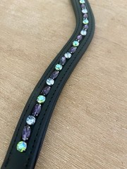 Custom Gems Browband All Sizes Dark Brown or Black Leather U V & Straight Shapes