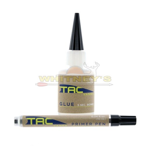 TAC Vanes Glue ½ Fl.oz & Primer Pen .34 Fl.oz Kit – Arrow Fletching Kit – 1152