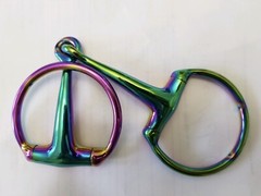 Rainbow Multi Color EGG BUTT Loose Ring Snaffle Horse Bit Stainless Steel Tack