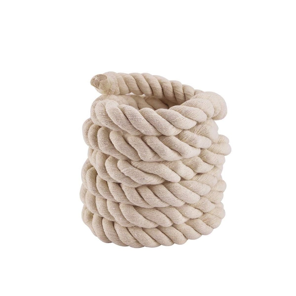 Faxco 10ft Natural Twisted Cotton Rope Strong Triple-Strand Rope for Sports, …