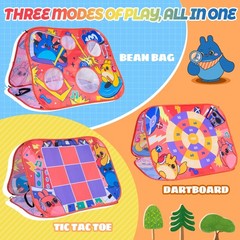 Giant 3-in-1 Bean Bag Toss Game for Kids, Toddler Outdoor Toy Tic Tac Toe Gam…