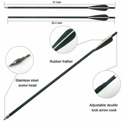 12Pcs 20″ Crossbow Bolts Carbon Arrows Half Moon Nocks 8.8mm Shaft OR Broadhead