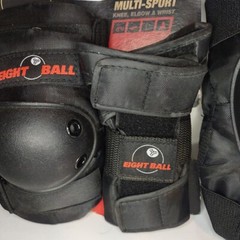 Eight Ball Multi-Sport Knee Elbow Wrist Pads Kid 8+ 3 Pack Combo Guard Black