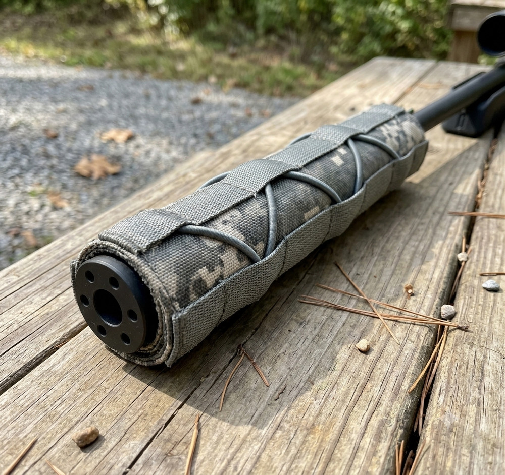 STEALTH ALLOY 9 Muzzle Brake for 1/2×28 GBB With ACU Camo Heat Cover
