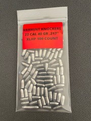 22 CAL 40 GRAIN XLHP .217″ SLUG / PELLETS FROM VARMINT KNOCKERS