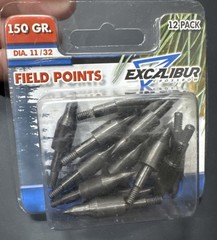NIB 🏹 Excalibur Field Points 11/32 Diameter 150 Grain 12 Pack Black Free SH