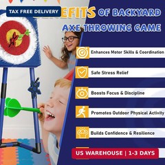 Axe Throwing Game for Backyard – Steel Frame Ax Throw Kit for Kids & Adults – Br