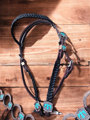 Western Leather Tack Set For Horse | Ring Tack Set With Latigo Fringe
