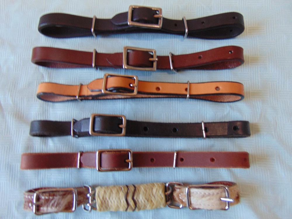 Adjustable Leather Chin CURB STRAP OILED BLACK or BROWN BURGUNDY LIGHT RAWHIDE