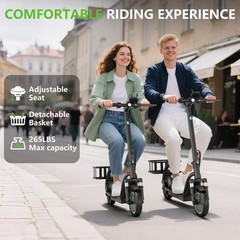 8.5inch Electric Scooter with Seat & Basket, 15-17miles Max Range,19mph ESCOOTER