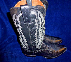 DAN POST MENS BLACK LEATHER BOOTS SIZE 12M DEEP V