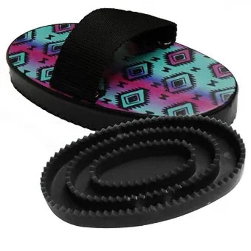Molded Plastic Navajo Print Curry Comb