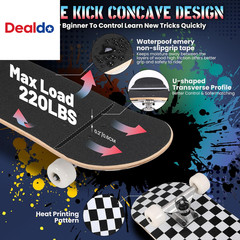Pro Complete Skateboards for Beginners Girls Boys Kids Youths Teens Adults 31″X8