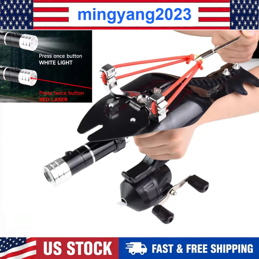 Bowfishing Set Catapult Slingshot Sling Darts Reel Target Archery Hunting Shoot