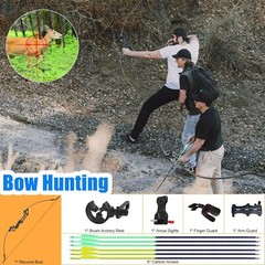 40lbs BowFishing Combo Archery Recurve Bow Arrow Bottle Fishing Reel Set Adult