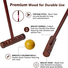 Croquet Set for Adults – 8 Players Croquette Kit with 35In Deluxe, 32In Regulati