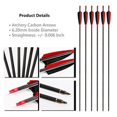 Carbon Arrows 30-In 400 Spine 4-In Feather Fletching 100 Grain Points 12 Pack