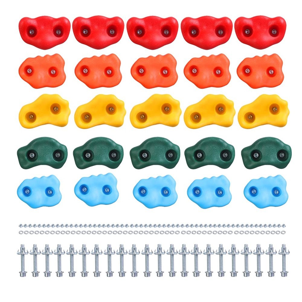 25 Rock Climbing Holds for Kids Climber With Hardware, Wall Holds and Grips f…