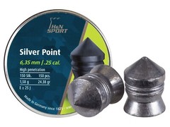 H&N Silver Point 150 Count POINTED 6.35mm .25 Caliber Pellets MADE IN GERMANY