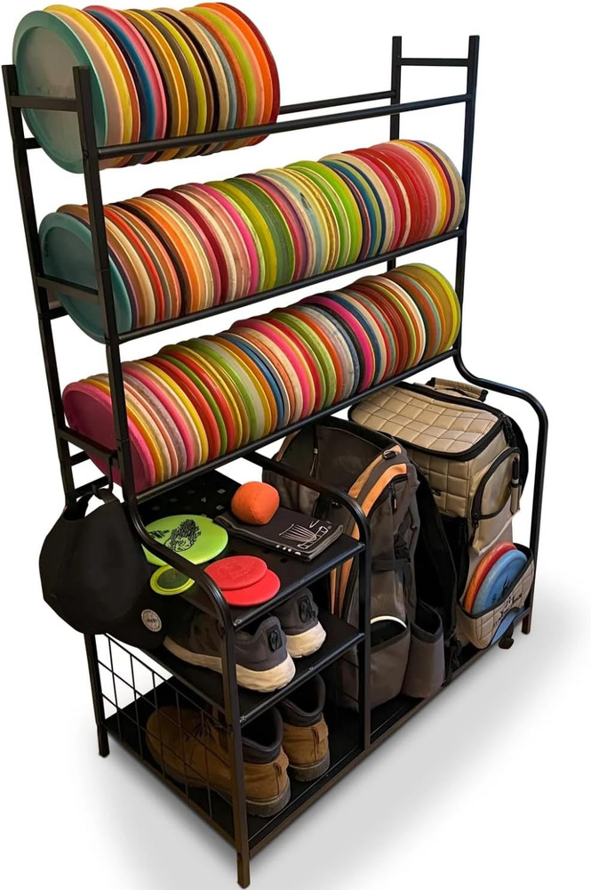 Disc Golf Storage Rack – Holds 140+ Discs & Bag Stand Organizer