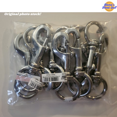 5″ T316 Stainless Steel Bolt action snap hook with 1 1/4″ round swivel eye clip