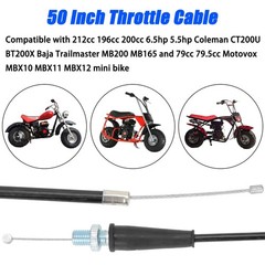Mini Bike Throttle Kit 7/8 Handle Grip 50in Cable For Coleman Baja Motovox
