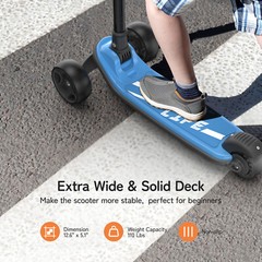 Besrey Kick Scooter 3 Wheel Scooter for 2-10 Years Girls and Boys,Blue