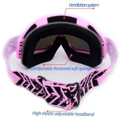 Dirt Bike Goggles ATV Motocross Off Road Goggles Pink Frame+color Lens