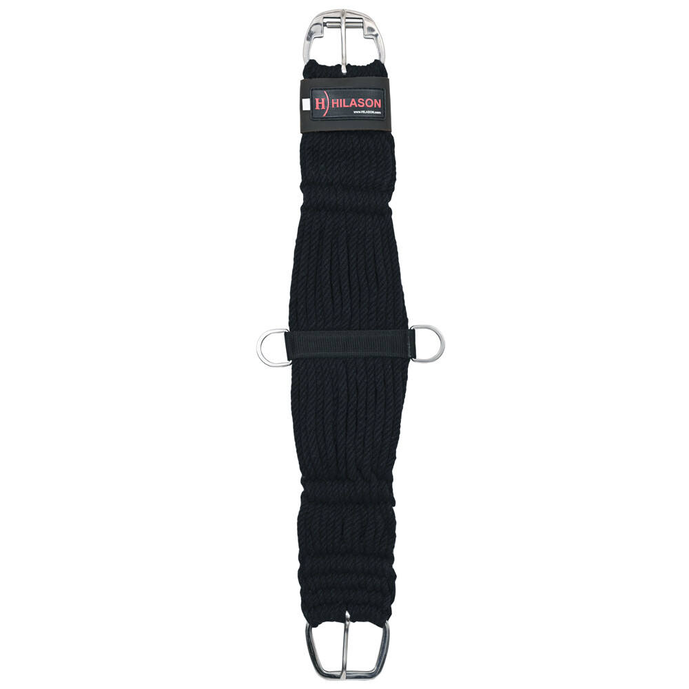 44HS HILASON Horse Western 27 Strand Double Weave Black Roper Cinch