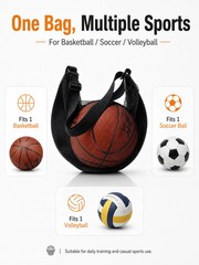 Mesh Basketball Bag Lightweight Ball Carry Bag Adjustable Shoulder Strap for Bas