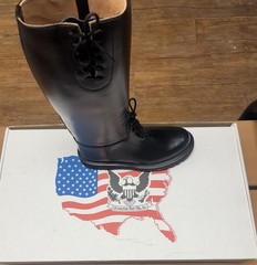 American boots mfg Men’s Leather Tall Riding Boots Size 10D Lace-Up Side Zipper