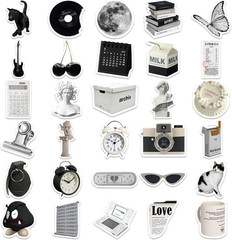 Aesthetic Stickers Black and White Sticker Pack 60PCS, Y2K Sticker for Laptop