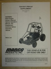 MANCO MODEL 813-00 GO KART PARTS LIST OPERATORS MANUAL CART