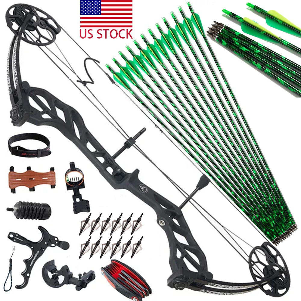 19-70LBS Archery Hunting Compound Bow & Arrows & Accessory Hunting SET IBO320FPS
