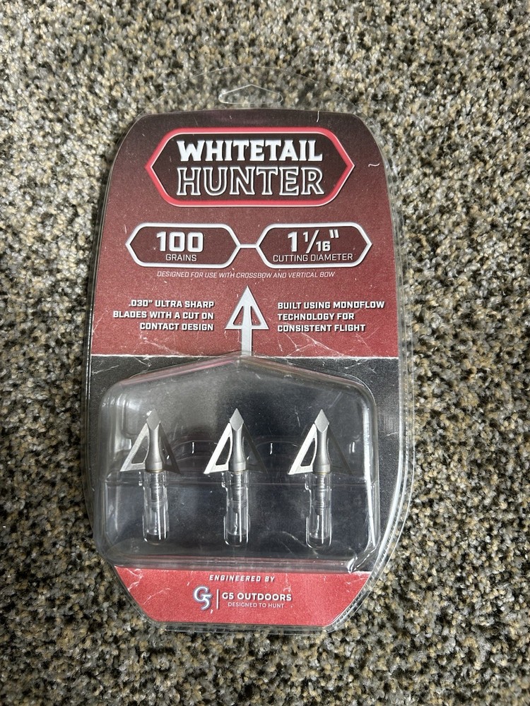 G5 Outdoors Whitetail Hunter Broadheads 100 Gr – 1-1/16″ Cutting Dia – #9101
