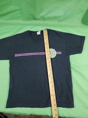 90s Era Santa Cruz Black Youth Sized Skateboard Shirt Lime + Purple 21″x16″ Cali
