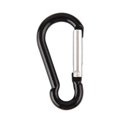 10X black Aluminum Carabiner D Shape Buckle Pack Spring Snap Keychain Clip Hook