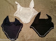 HAND MADE HORSE BLING EAR FLY BONNET VAIL (NAVY, BLACK, WHITE)