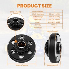Centrifugal Clutch 1 inch Bore14 Tooth For 40 41 420 Chain for Go Kart 13HP