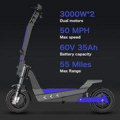 Electric Scooter 6000W Dual Motor 60V 35Ah 50MPH Foldable E-Scooter NFC Unlock