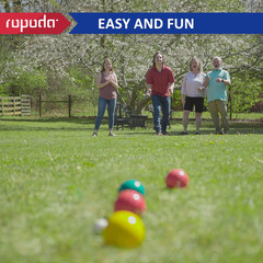 90Mm Bocce Ball Set with 8 Polyresin Balls, Pallino, Case and Measuring Rope for