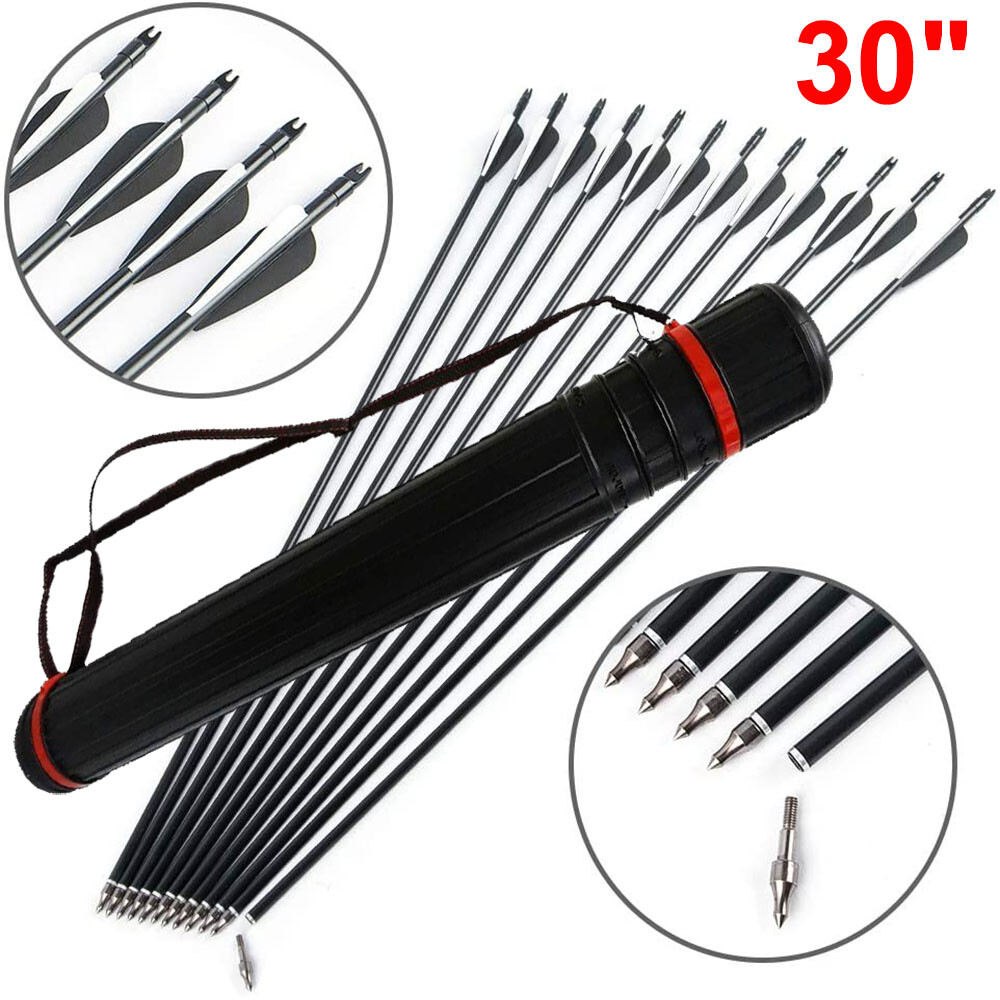 12 Pcs 30 inch Archery Fiberglass Arrows OD 8mm For Recurve/Compound Bow Hunting