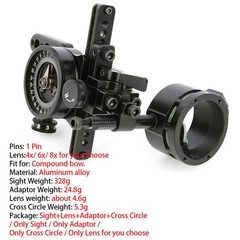 Compound Bow 1 Pin Sight Micro Adjustable Adaptor Scope Sight 4x 6x 8x Shooting