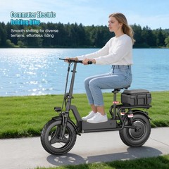 Electric Scooter with Seat Peak 1500W Motor Up to 25MPH 45 Miles 14″ for Adults