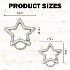 6Pcs Stars Carabiner, Zinc Alloy Star-Shaped Carabiner Keychain, Heavy Duty Spri