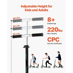 Uimoso Foldable Kick Scooter for Kids, Teens, and Adults with Adjustable Height
